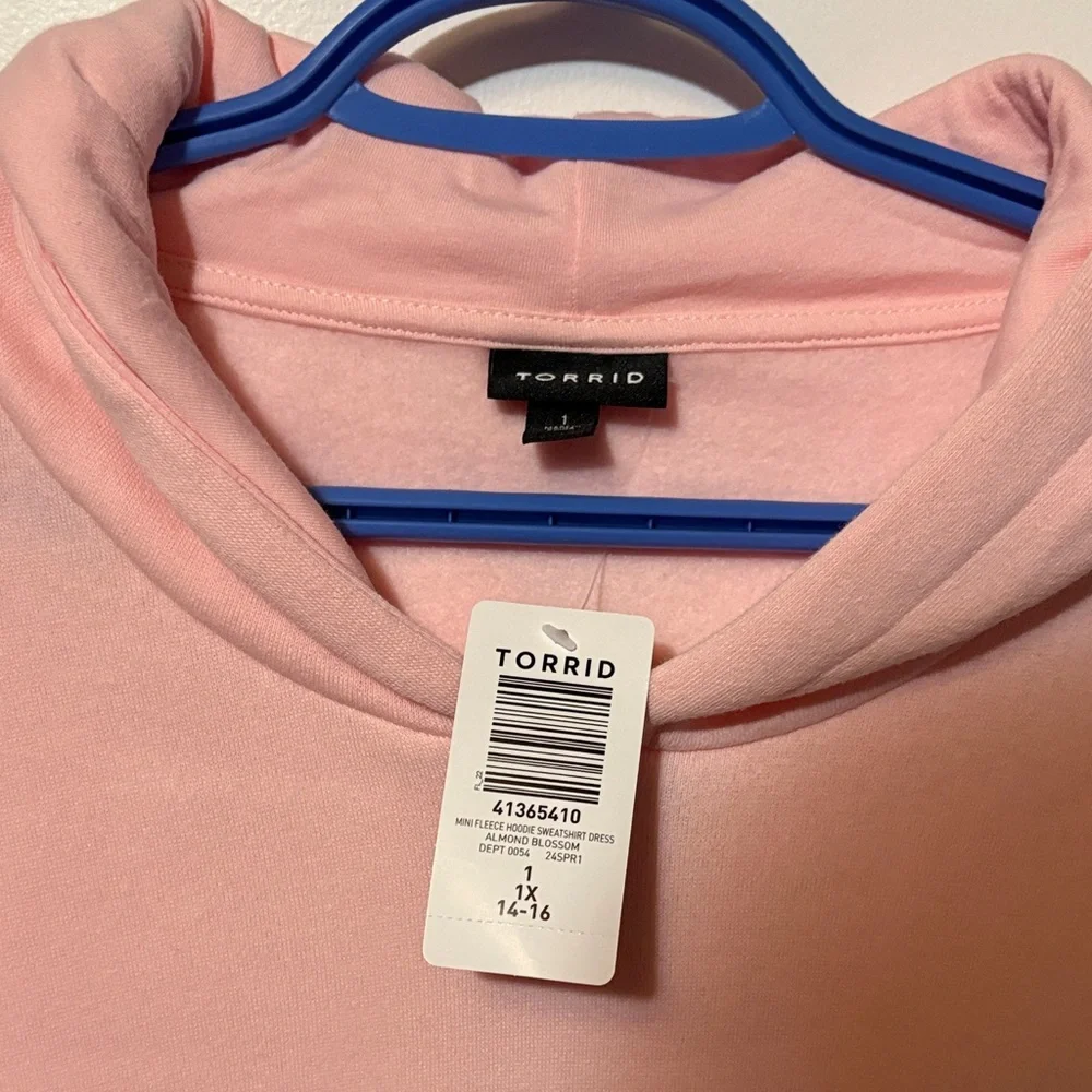 NWT 1XL Torrid Pink Long-Sleeve Hoodie Dress- AS IS - Picture 2 of 11